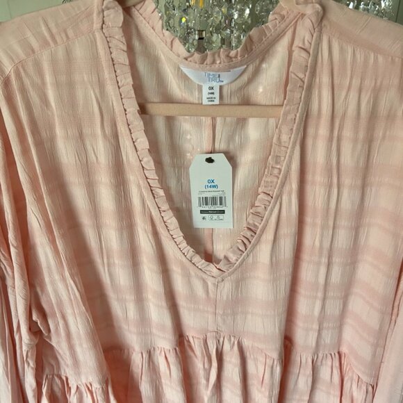 BNWT Blush Peplum Blouse Sz 14 from Time & Tru - Picture 3 of 4